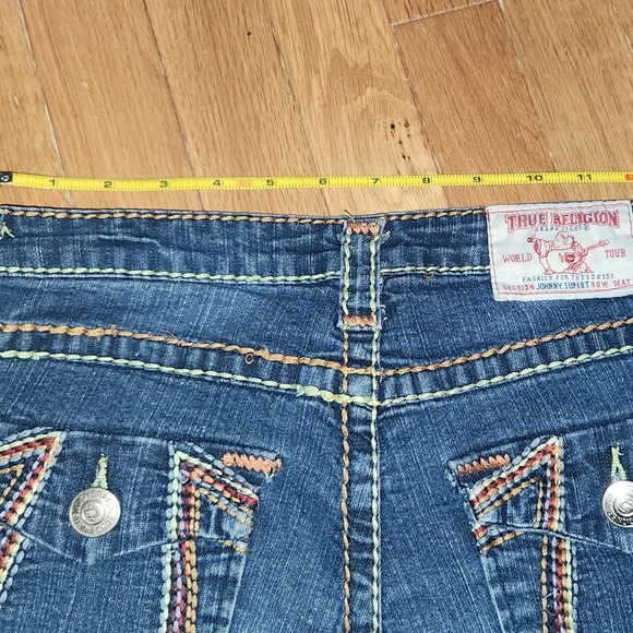 VINTAGE TRUE RELIGION RAINBOW FLAP POCKETS SIZE 28X28 Dark wash johnny - Picture 12 of 16